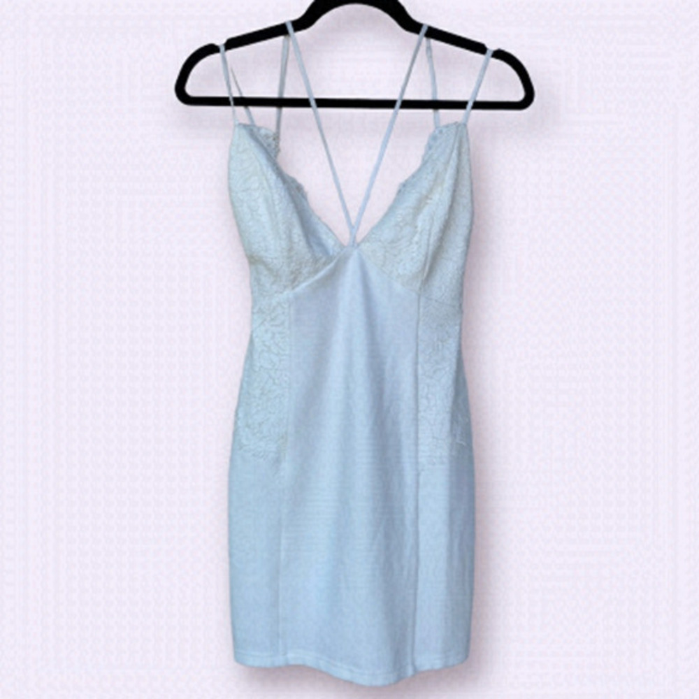 Lush Ivory Lace Detail Mini Dress Size S